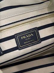 Fortok Prada Mariner small striped fabric bucket bag Ivory/Blue 28x23.5x15cm  - 5