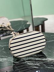 Fortok Prada Mariner small striped fabric bucket bag Ivory/Blue 28x23.5x15cm  - 3