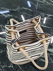 Fortok Prada Mariner small striped fabric bucket bag Ivory/Blue 28x23.5x15cm  - 2