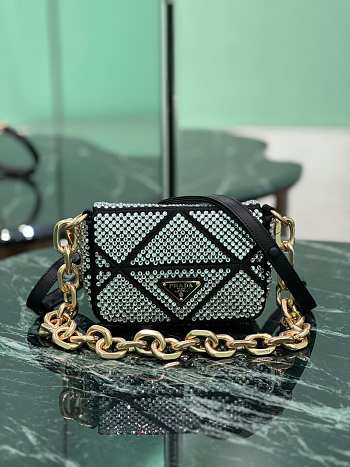 Fortok Prada Crystal Mini Bag Black 17x11.5x6cm