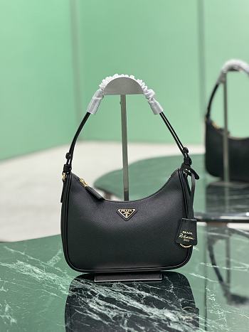 Fortok Prada Re-Edition Saffiano Leather Bag Black 22×18×6cm