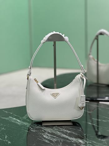 Fortok Prada Re-Edition Saffiano Leather Bag White 22×18×6cm