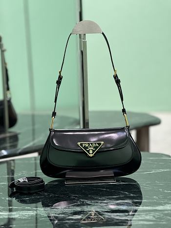 Fortok Prada Cleo Brushed leather shoulder bag black 24×11×4cm
