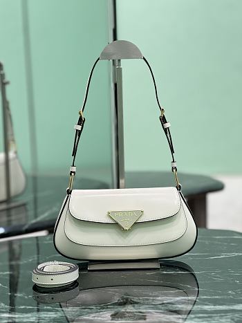 Fortok Prada Cleo Brushed leather shoulder bag White 24×11×4cm