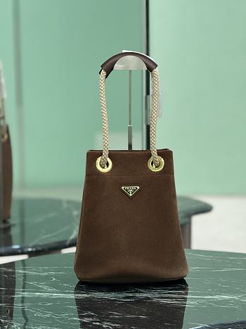 Fortok Small Prada Mariner suede bucket bag Cinnamon 23.5x28x16.5cm