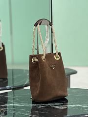 Fortok Small Prada Mariner suede bucket bag Cinnamon 23.5x28x16.5cm - 6