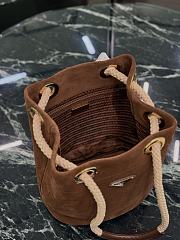 Fortok Small Prada Mariner suede bucket bag Cinnamon 23.5x28x16.5cm - 4