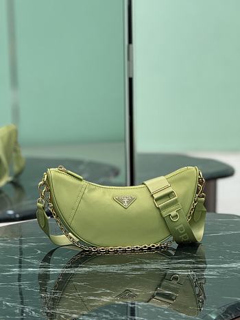 Fortok Prada Demi-lune Re-Nylon shoulder bag Ivy Green 30 x 13.5 x 6cm