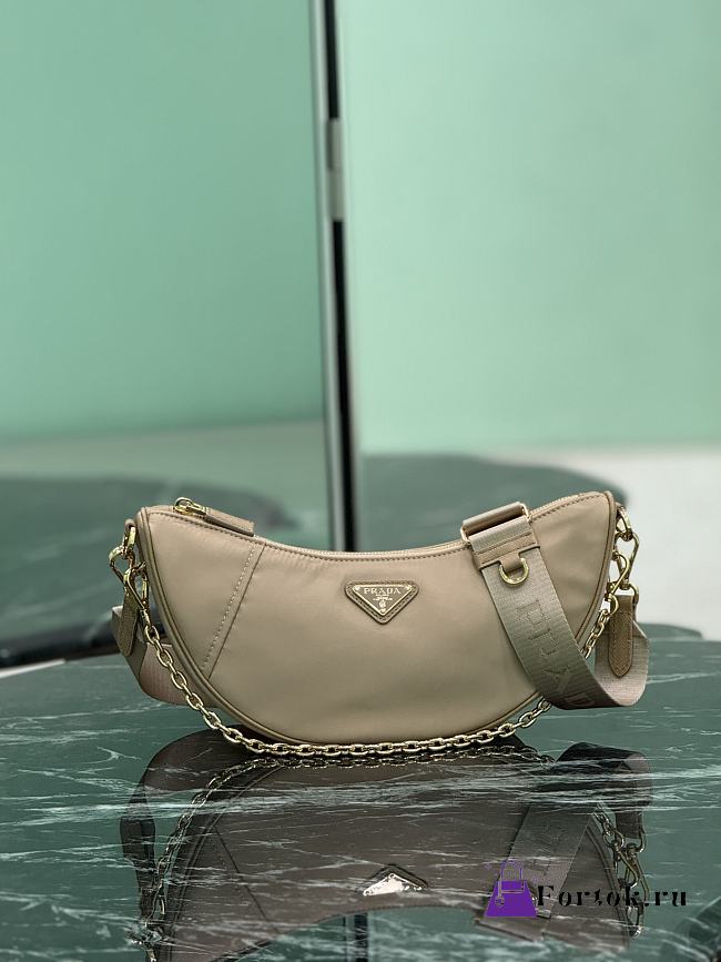 Fortok Prada Demi-lune Re-Nylon shoulder bag Camel Brown 30 x 13.5 x 6cm  - 1