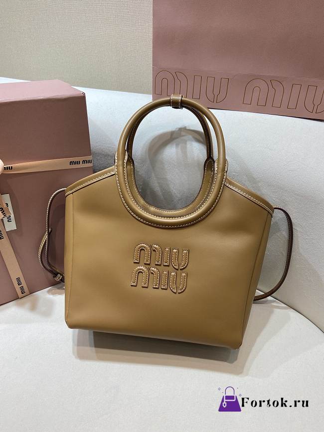Fortok Miu Miu Ivy leather tote bag Brown 24 x 22 x 12 cm - 1