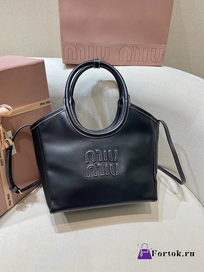 Fortok Miu Miu Ivy leather tote bag Black 24 x 22 x 12 cm - 1