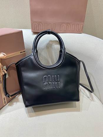 Fortok Miu Miu Ivy leather tote bag Black 24 x 22 x 12 cm