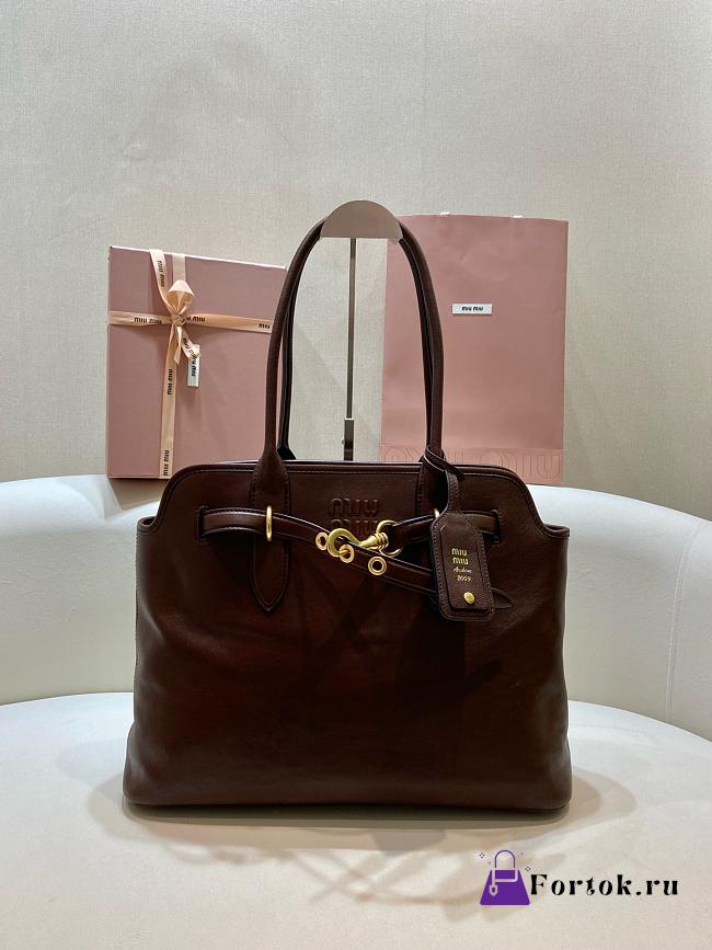 Fortok Miu Miu Aventure Nappa Leather Bag Briarwood 31 x 40 x 13 cm  - 1