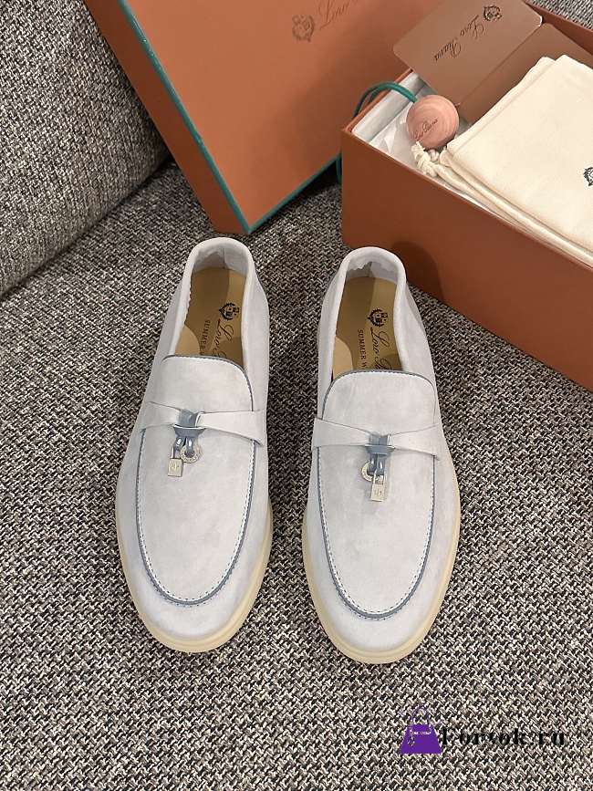 Loro Piana Summer Walk Suede Loafers Grey  - 1