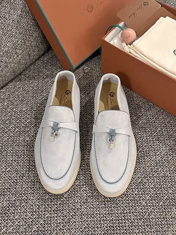 Loro Piana Summer Walk Suede Loafers Grey 