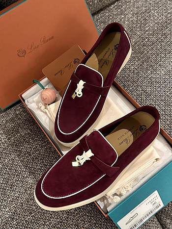Loro Piana Summer Walk Suede Loafers Rouge
