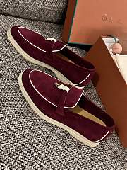 Loro Piana Summer Walk Suede Loafers Rouge - 5
