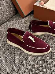 Loro Piana Summer Walk Suede Loafers Rouge - 3