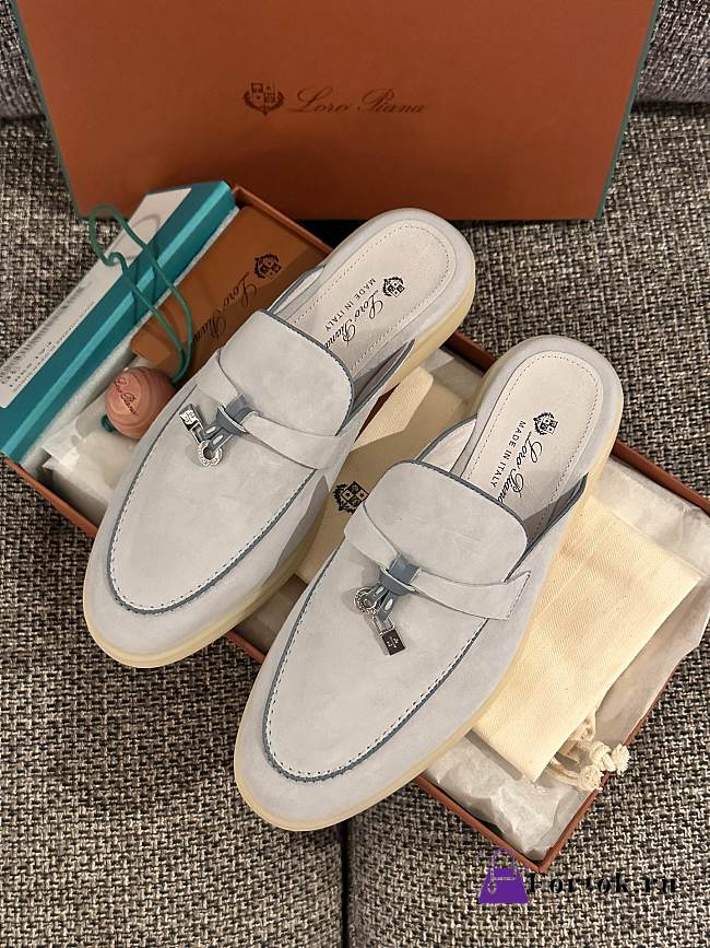 Loro Piana Summer Charms Walk Mules Grey - 1