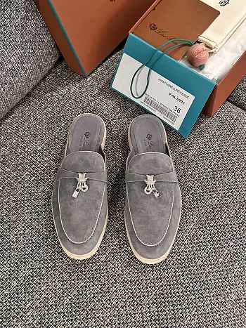 Loro Piana Summer Charms Walk Mules Dark Grey