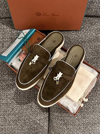 Loro Piana Summer Charms Walk Mules Moss Green