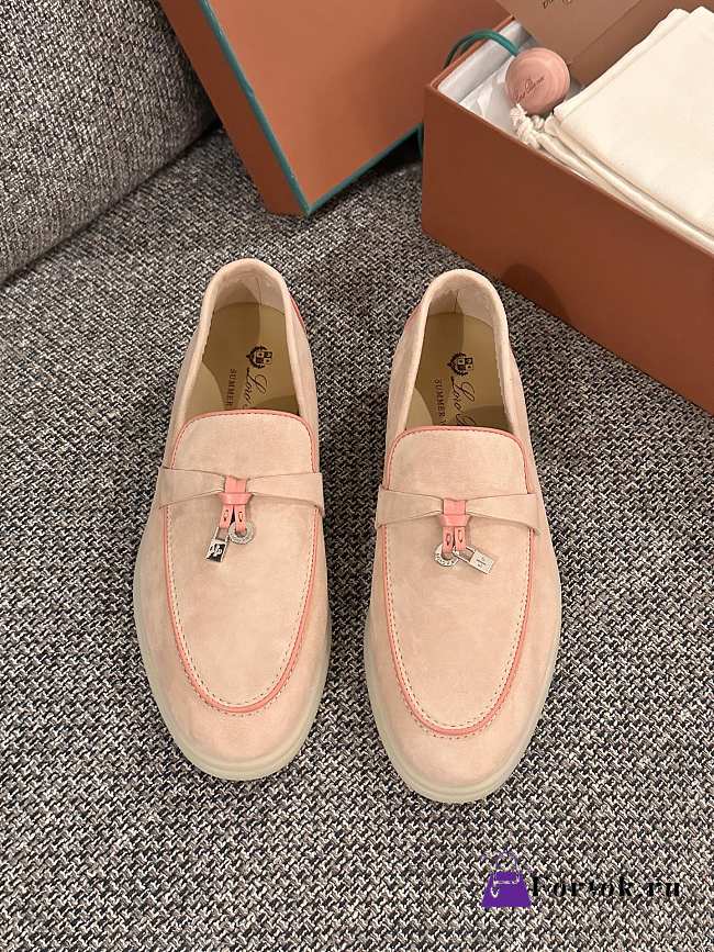 Loro Piana Summer Walk Suede Loafers Pink - 1