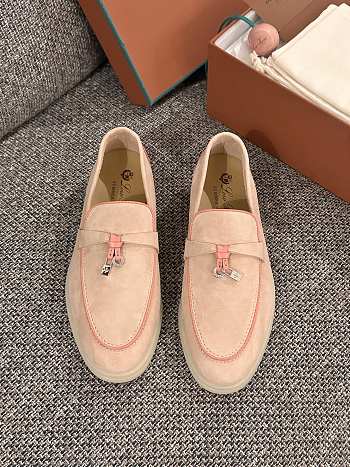 Loro Piana Summer Walk Suede Loafers Pink