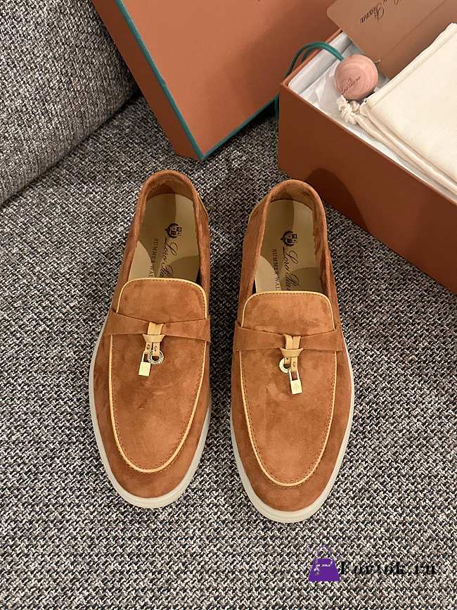 Loro Piana Summer Walk Suede Loafers Brown - 1