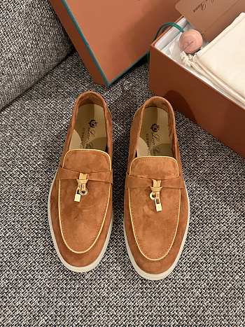 Loro Piana Summer Walk Suede Loafers Brown