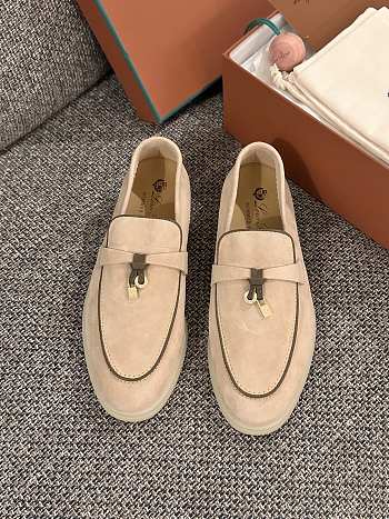 Loro Piana Summer Walk Suede Loafers Beige