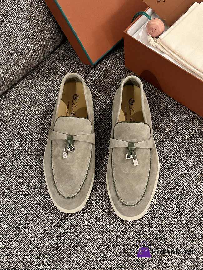 Loro Piana Summer Walk Suede Grey Loafers  - 1