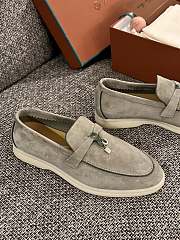 Loro Piana Summer Walk Suede Grey Loafers  - 6