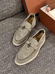 Loro Piana Summer Walk Suede Grey Loafers  - 3