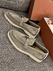 Loro Piana Summer Walk Suede Grey Loafers  - 4