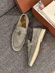 Loro Piana Summer Walk Suede Grey Loafers  - 5