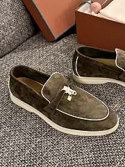 Loro Piana Summer Walk Suede Loafers Moss Green - 6