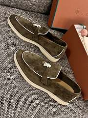 Loro Piana Summer Walk Suede Loafers Moss Green - 5