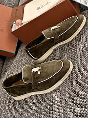 Loro Piana Summer Walk Suede Loafers Moss Green - 2