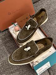 Loro Piana Summer Walk Suede Loafers Moss Green - 3