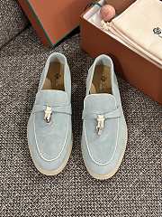 Loro Piana Summer Walk Suede Loafers Blue - 1