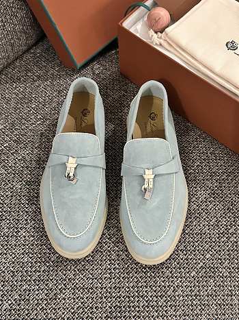 Loro Piana Summer Walk Suede Loafers Blue