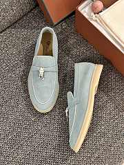 Loro Piana Summer Walk Suede Loafers Blue - 5