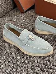 Loro Piana Summer Walk Suede Loafers Blue - 4