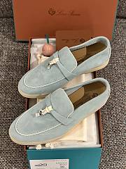Loro Piana Summer Walk Suede Loafers Blue - 6