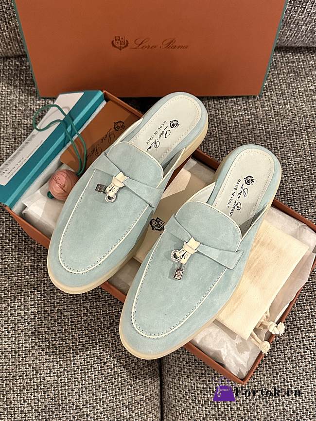 Loro Piana Summer Charms Walk Mules Blue - 1