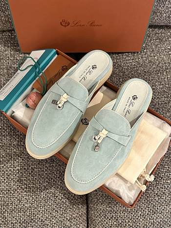 Loro Piana Summer Charms Walk Mules Blue