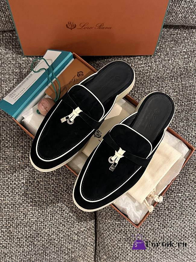 Loro Piana Summer Charms Walk Mules Black - 1