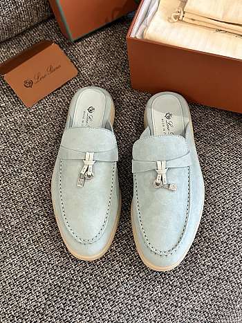 Loro Piana Summer Charms Walk Mules Baby Blue