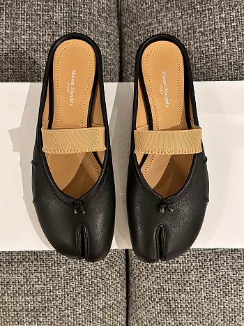 Fortok Maison Margiela Tabi Ballet Mules in Leather Black