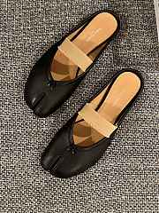 Fortok Maison Margiela Tabi Ballet Mules in Leather Black - 3